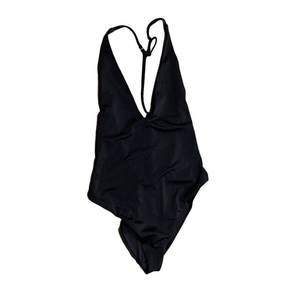 Onia Swimsuit WMNS Small Black One Piece Helene Plunge T Strap Open Back Sexy - Picture 2 of 16